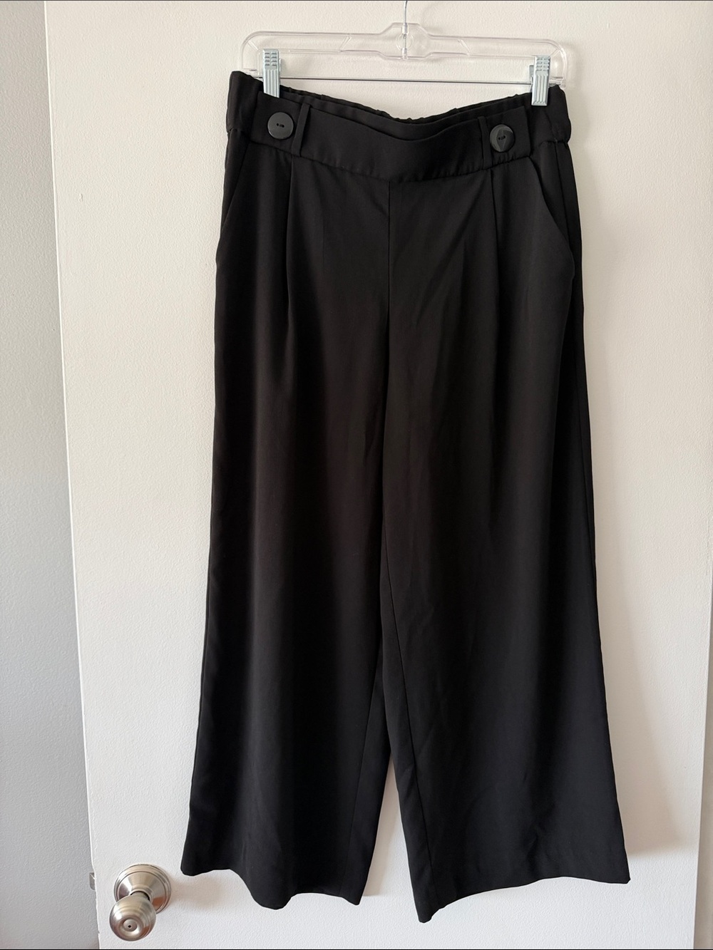 Zara TRF Black High Waisted Wide Leg Culottes Pants Minimalistic Size M